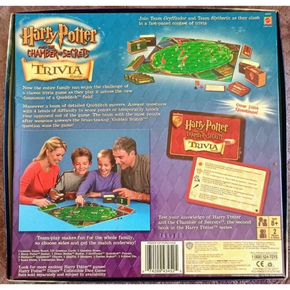 Harry Potter And The Chamber Of Secrets Trivia Board Game Complete